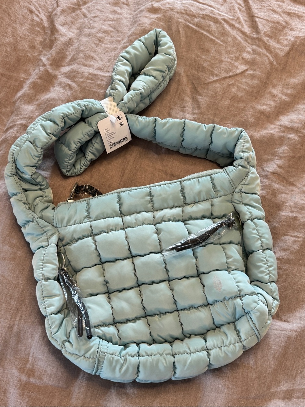 FP Movement by Free People Quilted Puffer Shoulder Bag in Sterling Blue
